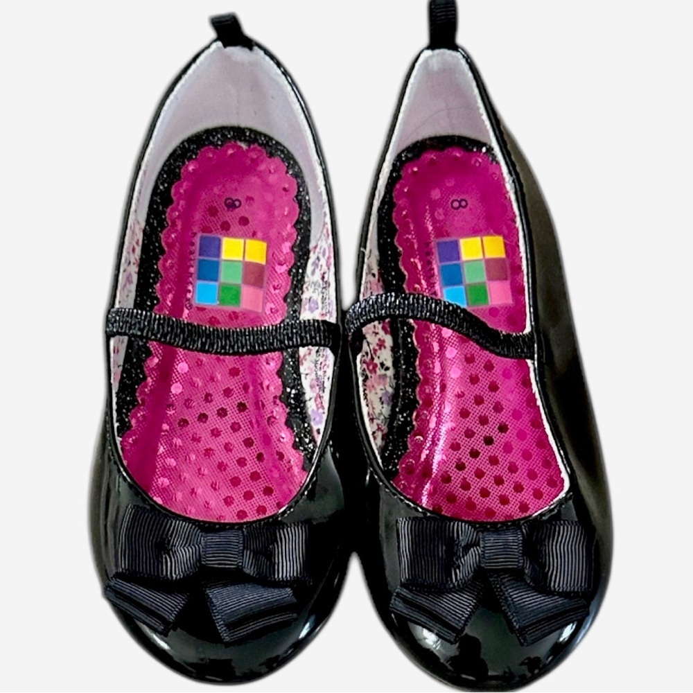 New Y2K HealthTex Girls Black Bow Mary Jane Toddler Girls Shoes Size 8